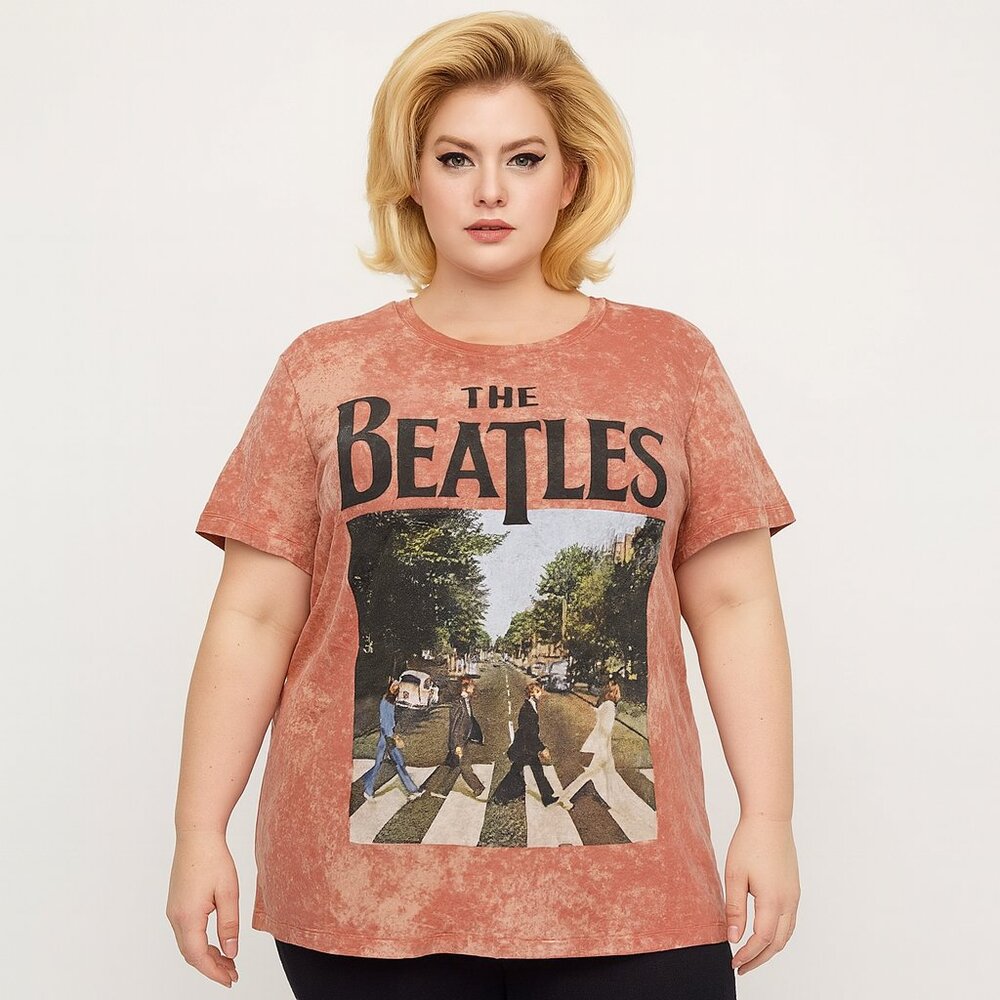 🌸 The Beatles Abbey Road Size 2X New Pink Burnout T-Shirt Apple Corp Licensed